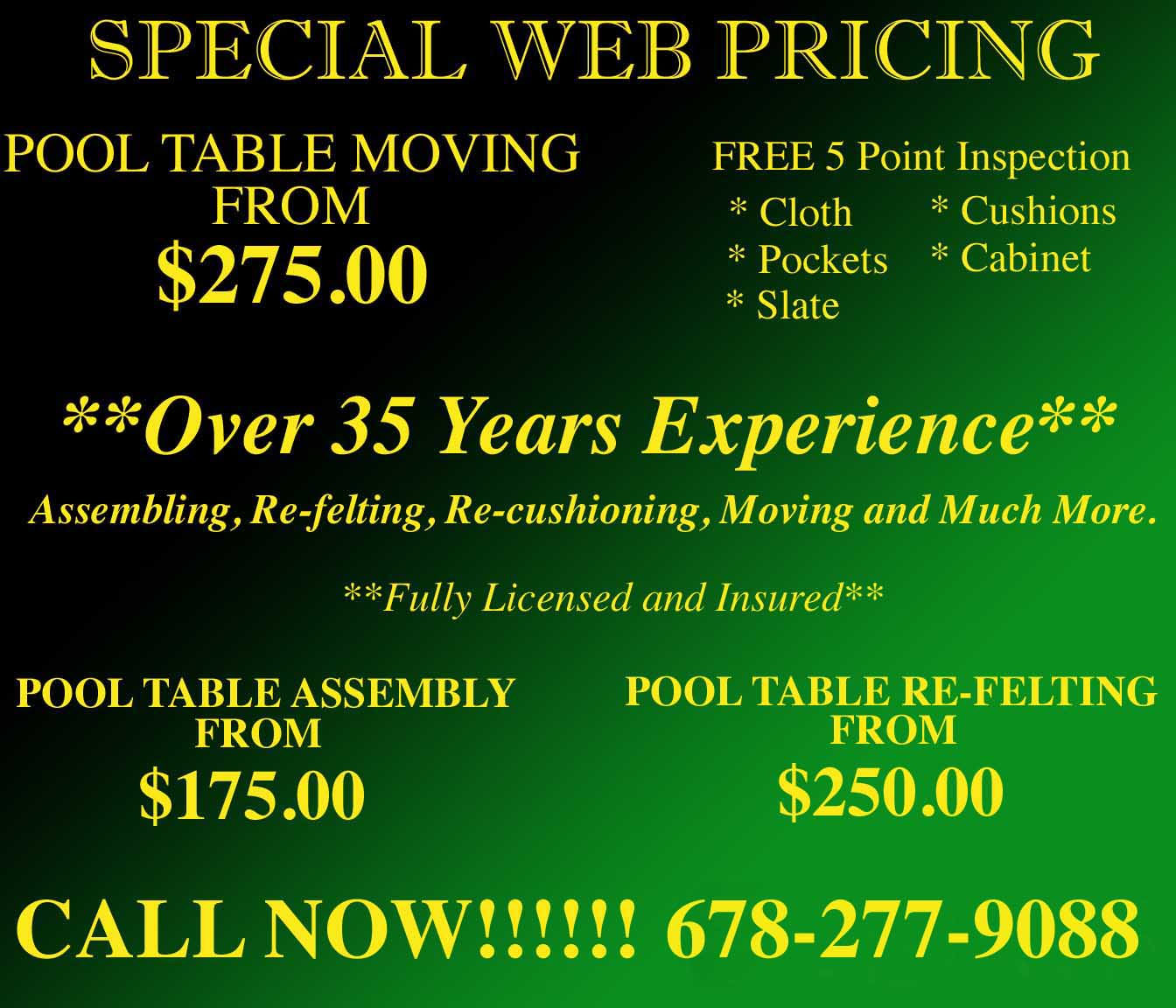 pool table moving ad